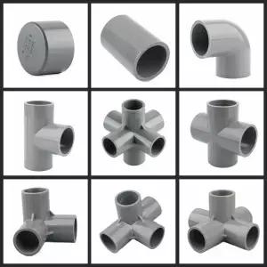 1pc 20 25 32mm 회색 PVC 파이프 커넥터 스트레이트 엘보 티 크로스 워터 어댑터 3 4 5 6 가지 방법
