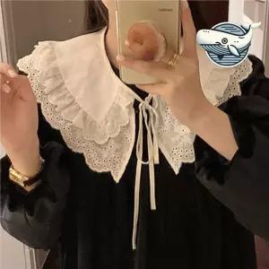 여성용 페이크 레이스 넥카라 블라우스 캐주얼