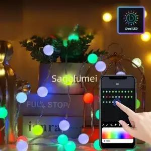 RGB 드림컬러 WS2812B LED 스트립 스마트 앱 크리스마스 가랜드 라이트 방수 휴일 파티 커튼 룸 스트링