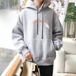 2컬러 겨울 남성 기모 교복 후드티셔츠 프린팅 후디 고등학생 단체복 레인보우 중학생