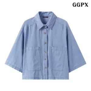 GGPX 데님 스티치 포켓 7부 반팔 셔츠 GQBBA008D GQBBA008D-J 1147420