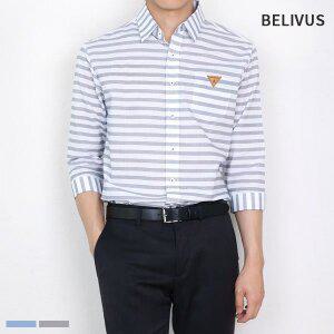[빌리버스]남자 7부 셔츠 BMS032 남성 카라 스트라이프 남방