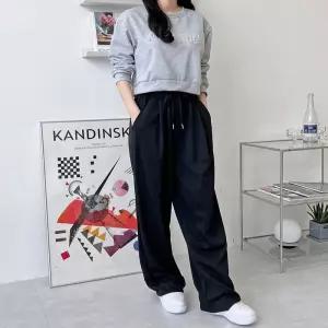 ONM 여성 앞주름 허리밴딩 와이드 롱팬츠 트레이닝팬츠