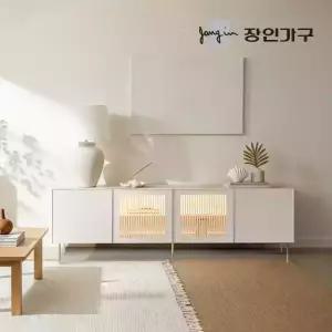 장인가구 무와 E0등급 하이그로시 LED 조명 1800 높은 거실장 티비다이