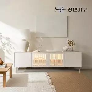 [장인가구]무와 E0등급 하이그로시 LED 조명 1800 높은 거실장 티비다이