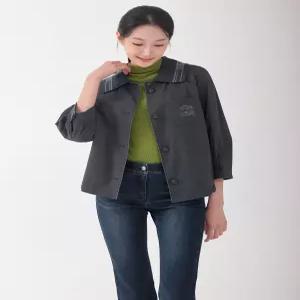 [지센] 니트카라 집업 숏 코트 LCCAO923_DE