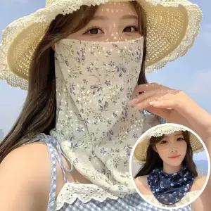 [모든GO]1+1 2종SET 여름 플라워 쿨스카프 자외선차단 페이스커버 넥커버 여성 러닝 골프 마스크