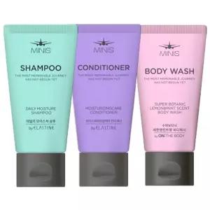 엘라스틴 온더바디 미니스 50ml 샴푸+린스+바디워시 3종세트 여행용 휴대용 목욕 샤워 세면도구