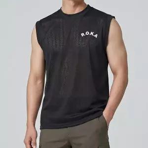 버팔로 남성 여름 ROKA 로카티 에어 메쉬 쿨 기능성 나시 민소매 헬스 등산 티셔츠