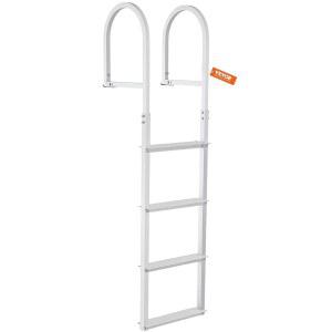 VEVOR 도크 사다리, 탈착식 4단, 226.8kg(500파운드) 적재 용량, 알루미늄 합금 폰툰 보트 7.9cm(3.1인치) 너비 스텝 및 미끄럼 방지 매트, 선박 /호수 /수영장 /해양 보딩에 쉬운 설치