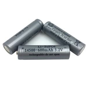 14500 리튬 철 배터리 3.2V 600MAH 손전등 태양광 램프에 적합합니다. 5개의 리튬인산철