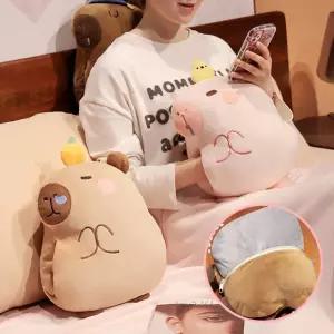 JIYU 모찌 카피바라 담요 쿠션 필로우 베개