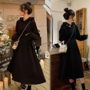 여성 핀턱 캐주얼 롱원피스 후드원피스 플레어원피스