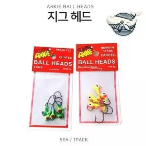 오렌지 물고기 미끼 지그헤드 낚시 바늘 5개