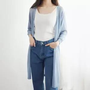 여성 얇은 7부 로브가디건 롱 비치로브 쿨 가디건 0409