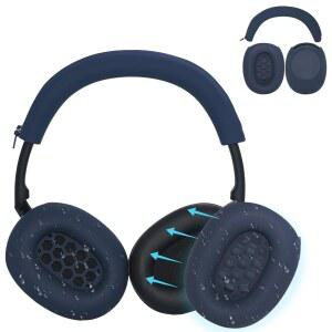ADHIPER XM6 스웨트 커버 - 소니 WH-1000XM6 헤드폰 액세서리용 이어패드 및 헤드밴드 커버 부드러운 실리콘 케이스 프로텍터 스웨트프루프 청소 용이성 다크 블루