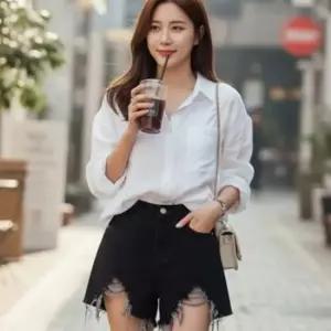 헤쉬턴 찢청 데님 핫팬츠 청반바지 SD-260432