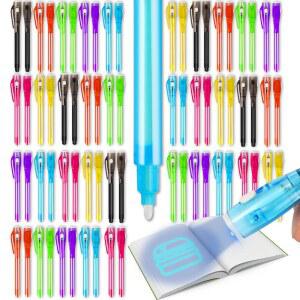 대몬 70PCS 인비저블 잉크 펜 UV 라이트 U2013 7가지 색상 스파이 | 비밀 메시지 재미있는 파티 추천 할로윈 크리스마스 스타킹 스터퍼 보물찾기 교실 및 생일 선물