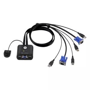 ATEN USB KVM스위치 2포트 PC 본체 2대 키보드 마우스 모니터 컴퓨터 공유기 선택기 VGA RGB 케이블 일체형