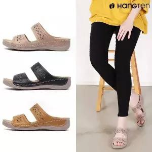행텐 HT-C108 여성용 펀칭 쥬얼리 슬리퍼 편안한 쿠션 웨지 샌들 엄마 신발 효도화