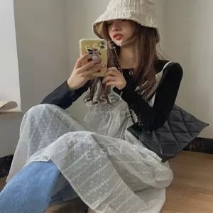 시스루 여성 레이스 원피스 뷔스티에 끈나시 레이어드 롱원피스