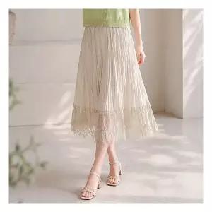 레코브 밴딩 레이스 주름 롱 스커트LC31C5SK521X 407456