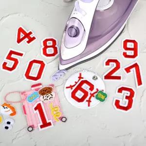 의류 리폼 부착 숫자 와펜 레드 자수 패치 포인트 데코 부자재