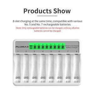 PUJI 8 슬롯 배터리 충전기LCD 액정 AA/AAA NiCd  충전형 스마트 스마트 aa 충전기