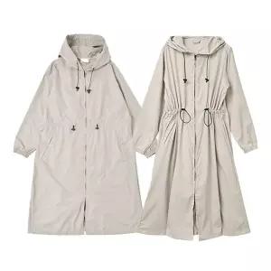 IKWFJCKK9 일본 여성용 2WAY 레인코트 파우치 세트베이지 G niftycolors 우비 비옷 레인웨어 장마 원피스형
