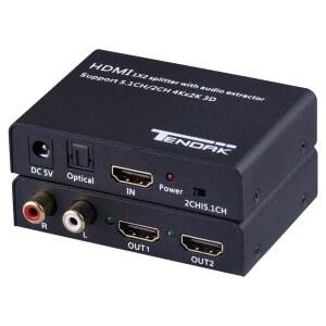 텐닥 1X2 HDMI 스플리터 4K@30HZ 오디오 추출기 HDMI에서 광학 및 R/L 출력 PS5 /4 /3 블루레이 플레이어 파이어 스틱 HD TV 프로젝터와 호환 가능