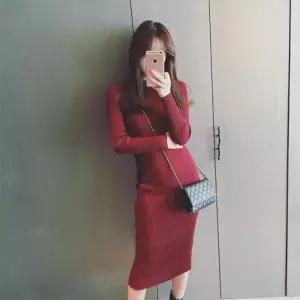 골지니트원피스 루즈핏 봄가을 가을겨울 원피스세트 니트티셔츠 브이넥