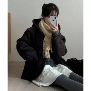 브랜드정품 CGP (우먼) 스웨이드 후드 점퍼 무스탕_다크브라운 184024
