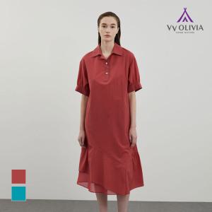 비비올리비아 [VVOLIVIA] 셔츠형 셔링 원피스_VVCOA4M4471