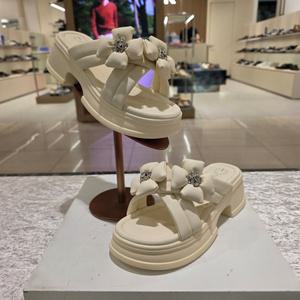 [고세] 고세 여성 데일리통굽 플라워 슬리퍼  OZS5S042 IVORY 5CM