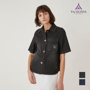 비비올리비아 [VVOLIVIA] 자수 포인트 데님자켓_VVCMJYM4261