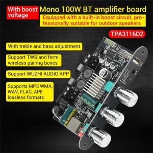 ZK-1001U DC 9-24V 모노 100W 블루투스 앰프 보드 모듈 앱 제어 지원 TPA3116D2 칩
