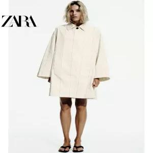 ZARA 자라 여성 ZW 시리즈 긴팔 칼라 체크 트렌치 코트 3811055 725