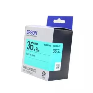 녹색 테이프 3D 도트 프린터 3D도트프린터 엡손 이름텍 SC36G 36mm 라벨 흑글씨
