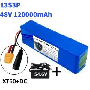 새로운 48V 120000mAh 13S3P XT60 리튬 이온 배터리 팩 인산철 및 충전기