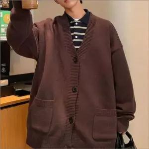 3컬러 댄디 남자 캐주얼 v넥 아우터 니트 남성가디건 가디건 루즈핏