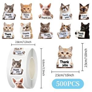 500개 귀여운 고양이 스티커 강아지 감사합니다 DIY 스크랩북킹 전화기 수하물 스케이트보드 방수 데칼