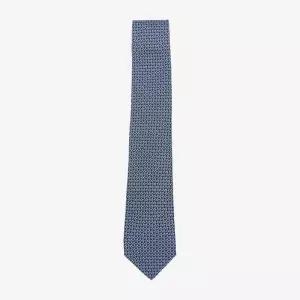 페라가모 지오메트릭 마이크로 프린트 실크 넥타이 794726 351455NAVY