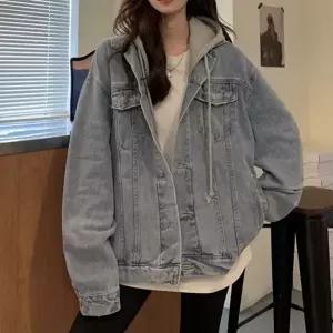 [하프클럽/]청자켓 여성 아우터 후드 탈부착 데님 재킷