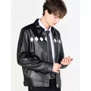 DREAMWORLD 램스킨 다이아몬드 싱글 라이더 자켓_020