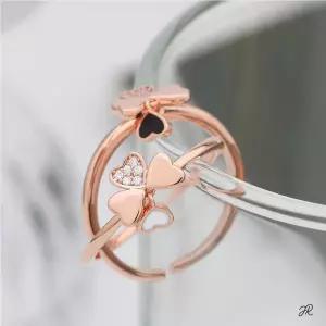 [미니아트]클로버 14KGP 로즈골드 레이어드 큐빅 에폭시 패션 반지 (8539240A)