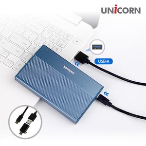 유니콘 HDD-800VA USB3.2 Gen2 2.5인치 HDD SSD 외장하드케이스 A+C젠더 알루미늄 간편조립