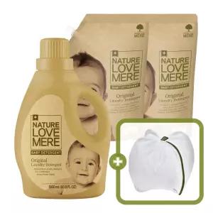 네이쳐러브메레 아기세탁세제 1800ml 용기형 1개+리필1300ml 2팩 (GIFT) 아기 무형광 세탁망 원형 중형 1개