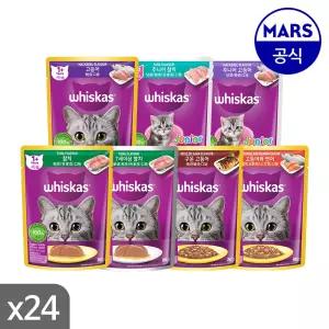 위스카스 고양이 습식 사료 파우치 80g 24개 세트