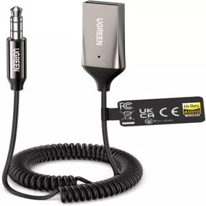 LDAC가 장착된 UGREEN Aux to Bluetooth 6.0 자동차 어댑터 내장 마이크용 3.5mm 스피커 및 홈 오디오와