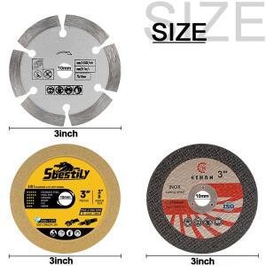 15개 75mm 3인치 다이아몬드 커팅 디스크 레진 절단 휠 스톤 키트 (세라믹 대리석 메탈 목재 철 PVC 절단용